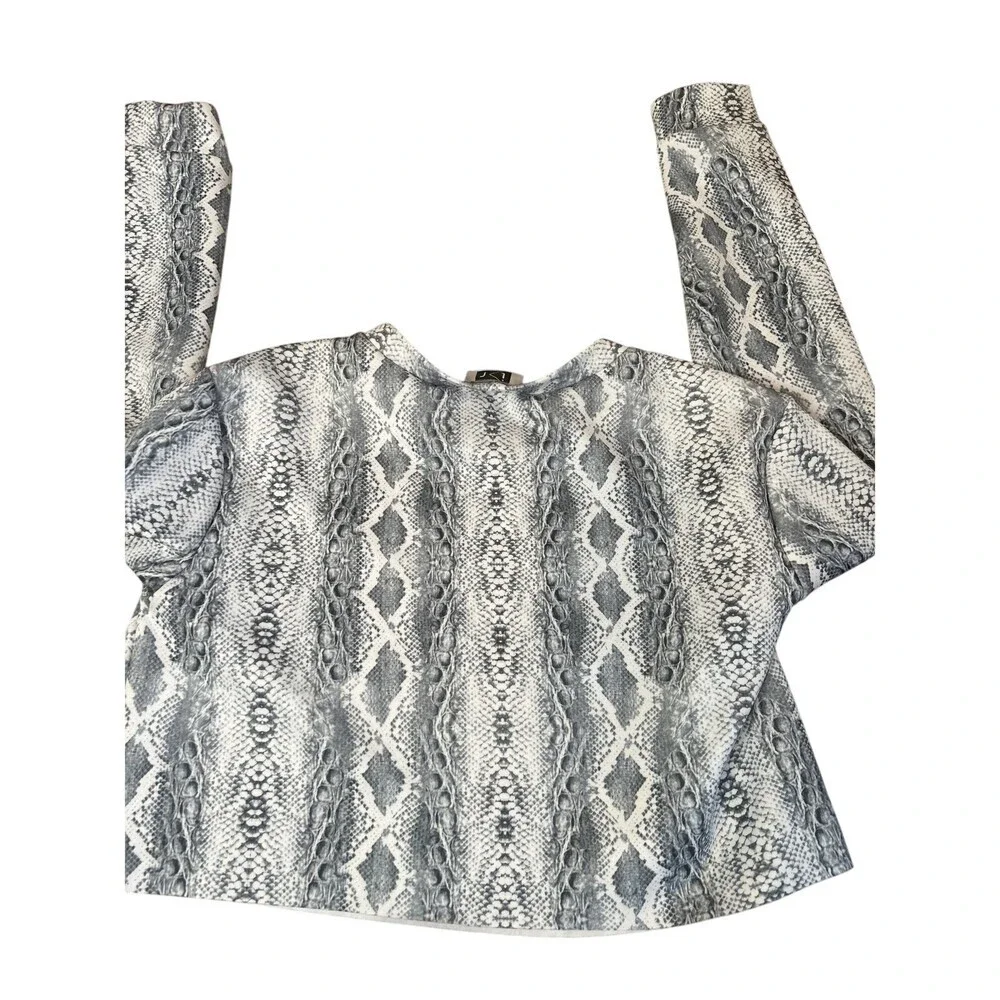 New snake print sweatshirt factory cropped white/black crew neck comfort SZ S